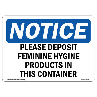 Notice Deposit Feminine Hygiene Products