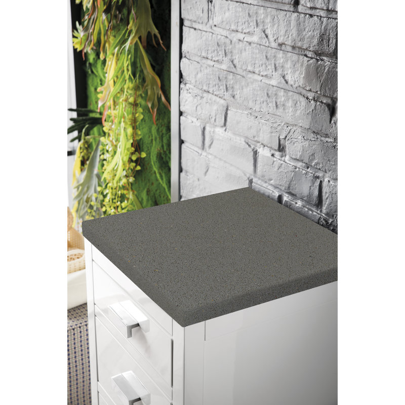 Addison 15" W Bathroom Cabinet, Gray Expo, Glossy White
