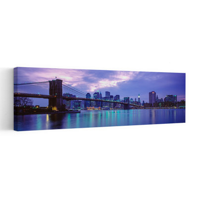 Skyscrapers In A City, Brooklyn Bridge, Nyc, New York City, New York State,  Modern Abstract Architecture City Wall Art