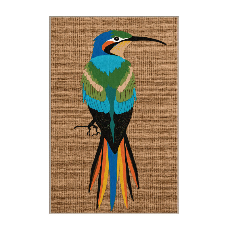 Washable Rainbow Bee eater Birds Area Rug, Rectangle 8' x 12'