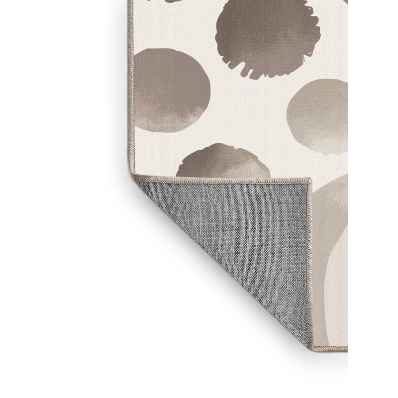 Machine Washable Ottoline Minimalist Ombre Rug in Beige – Beige Binding, 8 x 10