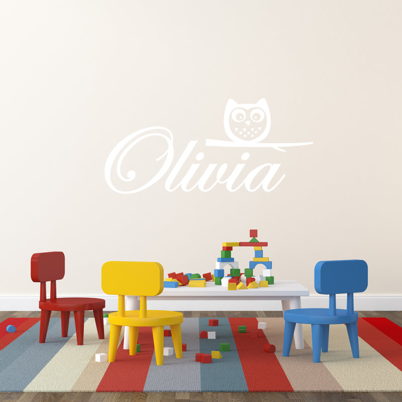 Adhésif décoratif nom personnalisé avec hibou, Blanc, Oui