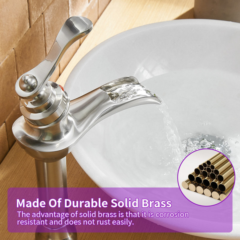 Brushed Nickel High Arc Single Handle Bathroom Faucet