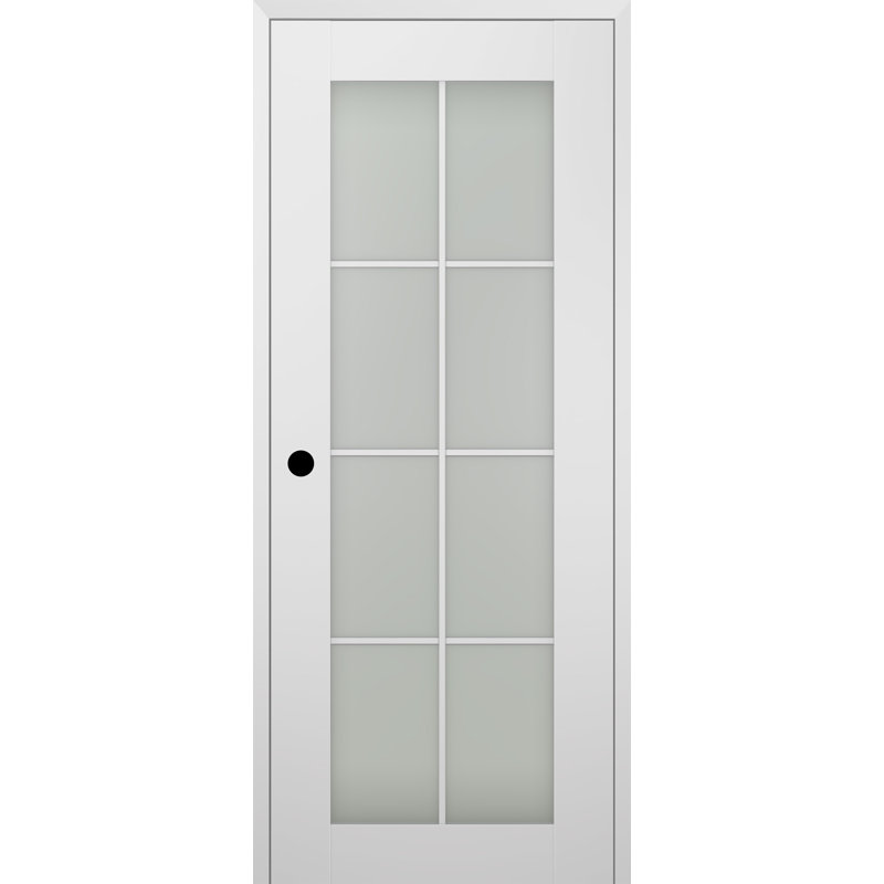 Smart Pro 8 Lite DIY-Friendly Manufactured Wood and Glass Single Prehung Interior Door, 35.875" x 83.23", Right