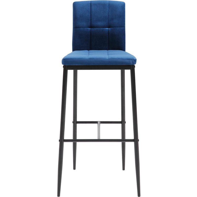 Hollydale Upholstered Counter Stool with Metal Frame, Blue