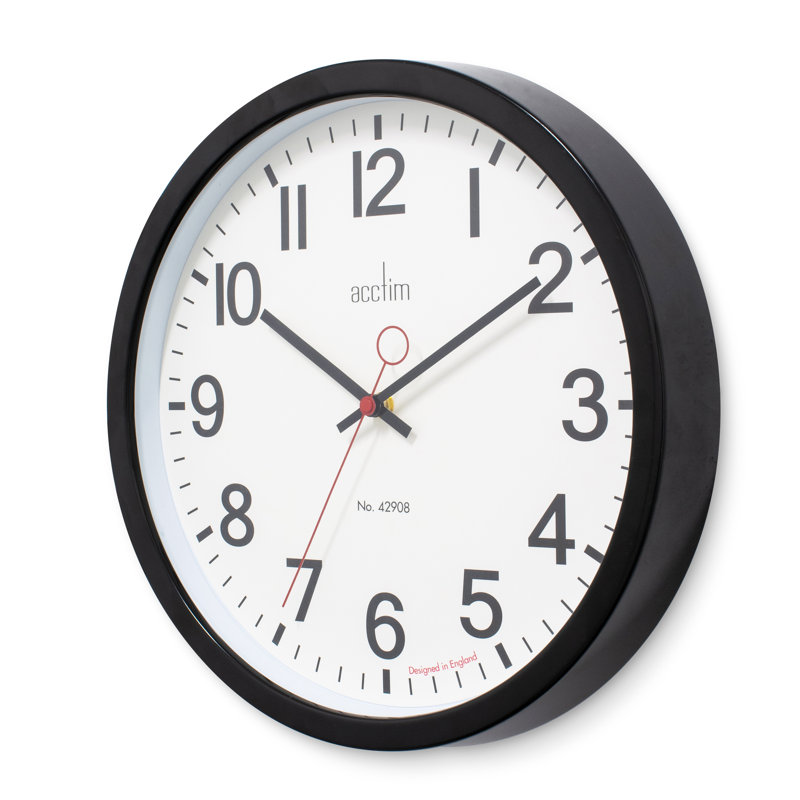 Acctim Kempston Wall Clock Metal Energy Efficient Movement Glass Lens 35cm, Black
