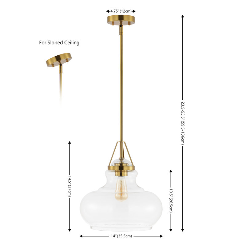 Murnie 1 - Light Brass Gold Schoolhouse Pendant