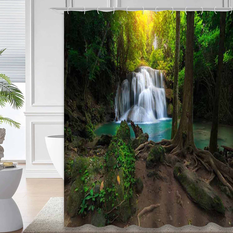 Rideau de douche avec 12 crochets Waterfall, L 72 po x l 72 po