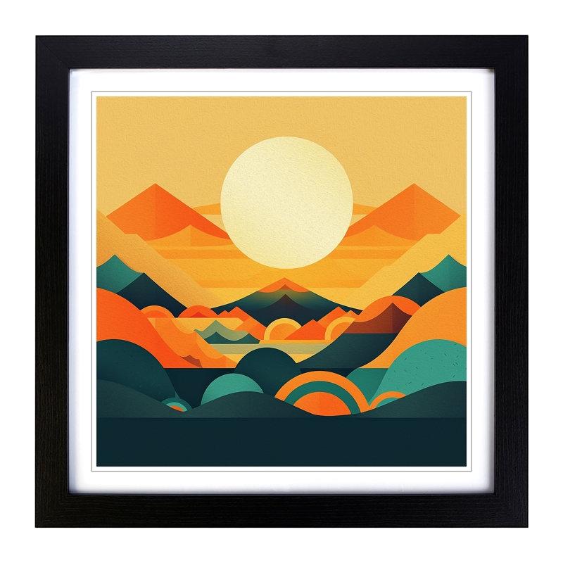 Sunrise Mid-Century - Framed Print, Black