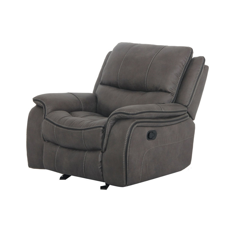 42.4" W Transitional Glider Recliner, Dark Gray, Dark Gray