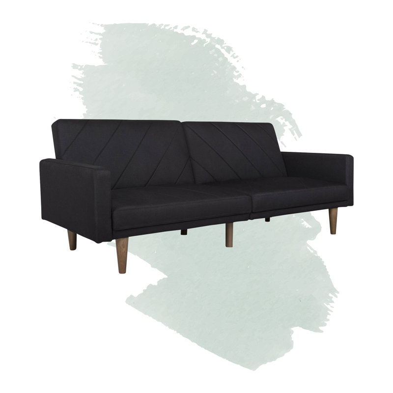 Canapé-lit simple à dossier divisé de 78,5 po de largeur Adria, Polyester noir