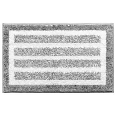 Striped Shaggy Long Rugs for Bathroom Cozy Shag Collection Gray