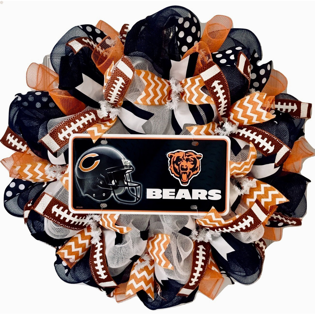 Football Sports Handmade 24" Deco Mesh Wreath What A Mesh NFL