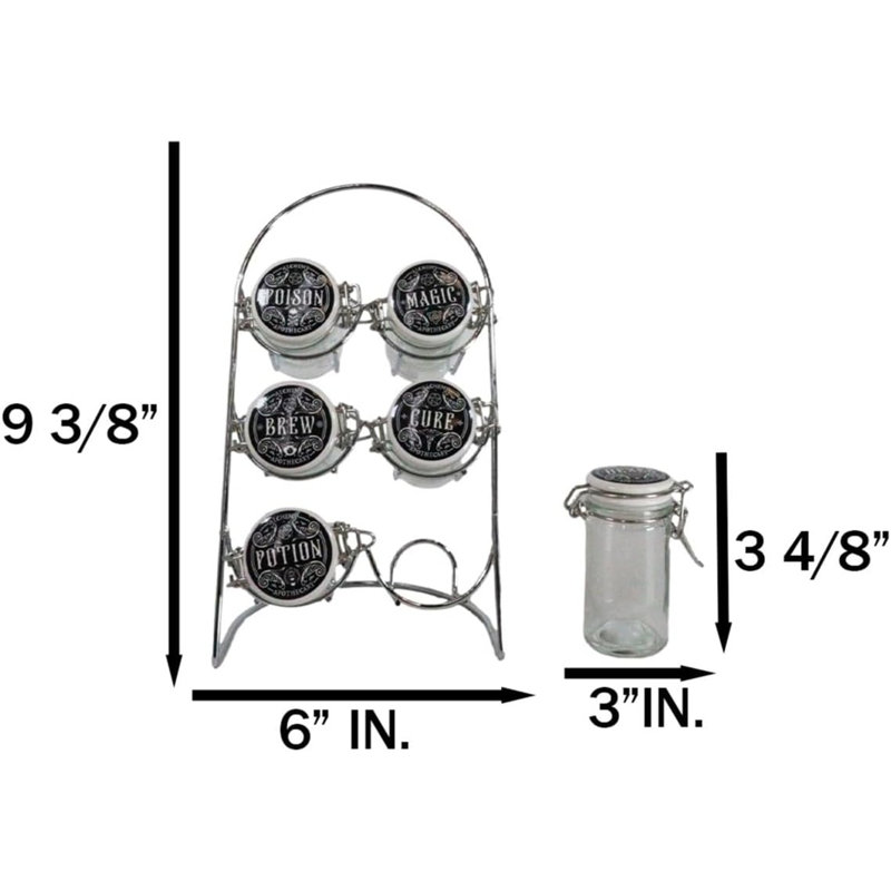 Support à épices avec 6 pots en verre Wicca
