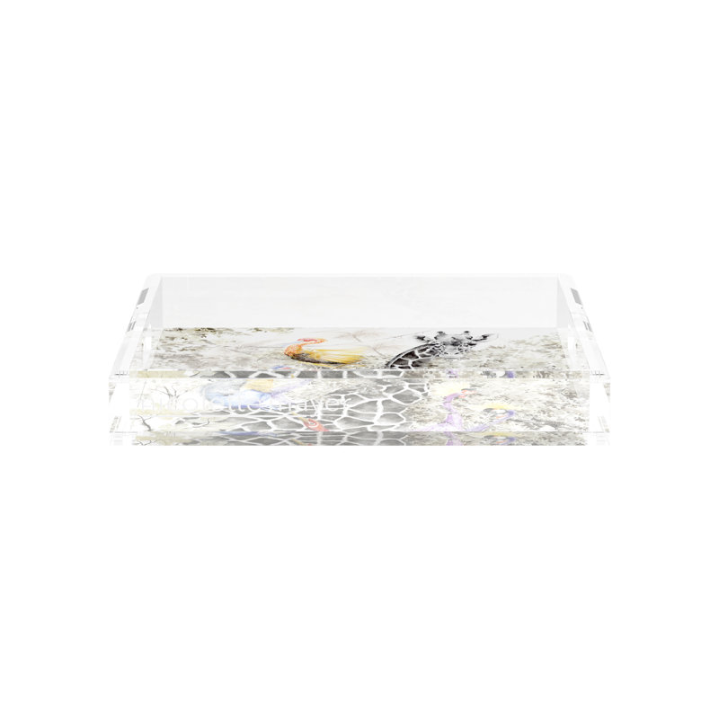 Arcadia Giraffe Acrylic Square Decorative Tray, 12"W x 12"D x 2"H