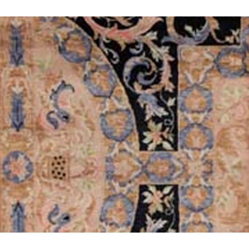 Hand-Knotted High-Quality Black and Beige Area Rug