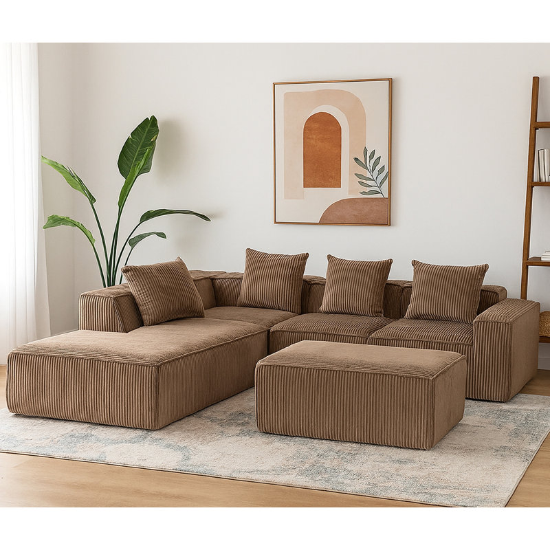 Canapé modulaire 5 pièces Chasidi, Brun