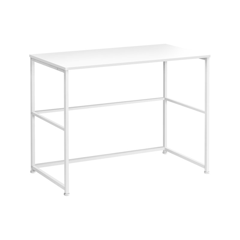 Bureau d'ordinateur, bureau personnel, ordinateur portable, installation à gauche, à droite, tiroirs de rangement, L 40 po, travail, stratifié blanc, métal blanc, contemporain, moderne