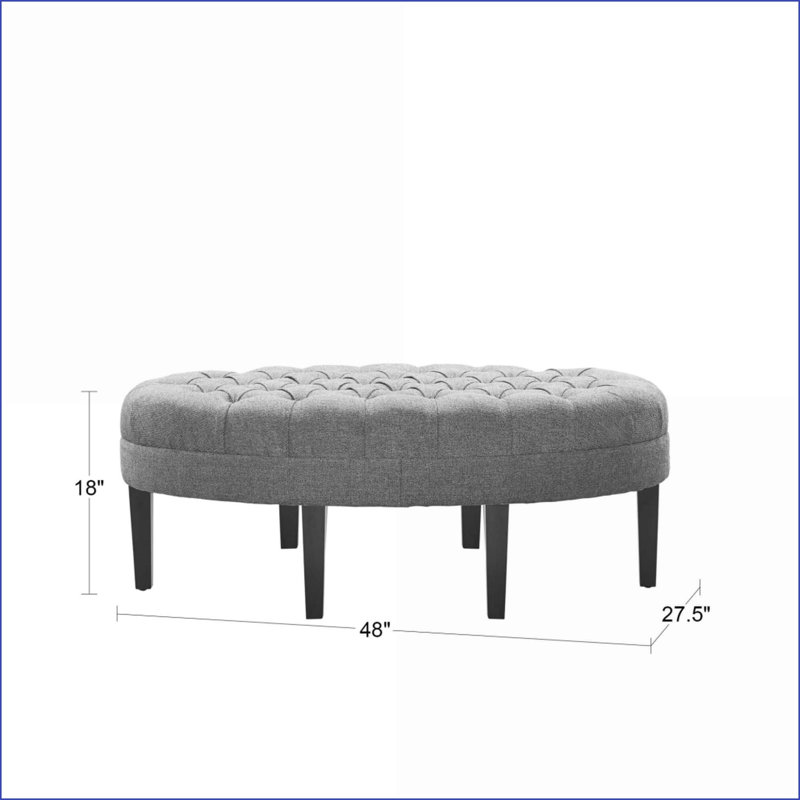 Repose-pieds capitonné bleu moderne avec pieds en bois massif | Noir | Bois