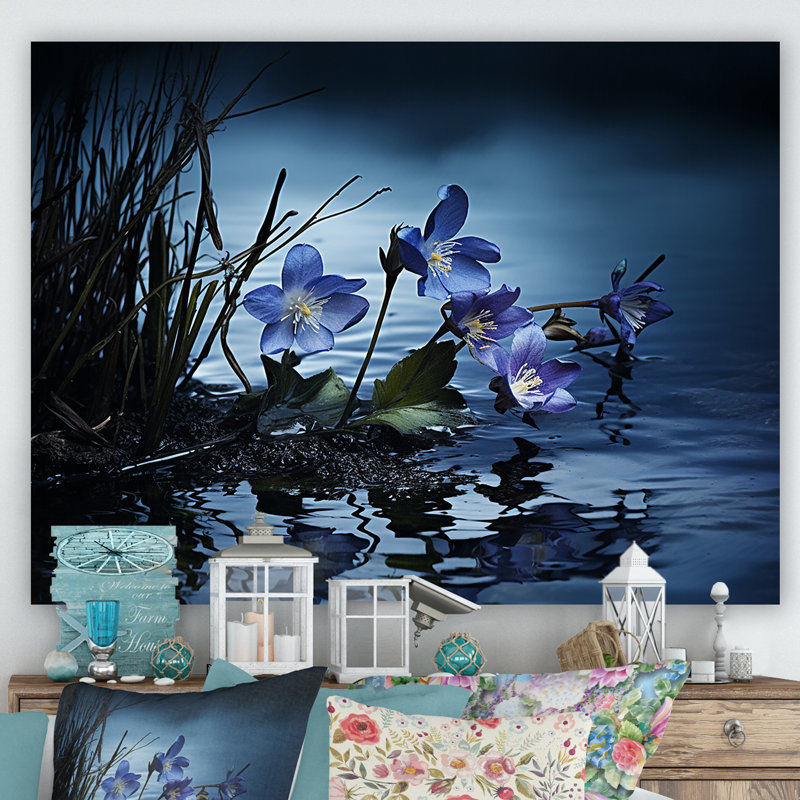 Violettes charme en hiver, Toile tendue, H 16 po x l 32 po