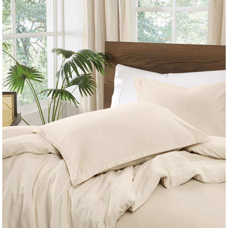 Brooklyn Loom Matte Cotton Velvet Comforter Set, Queen Comforter + 2 Queen Shams, Off-White