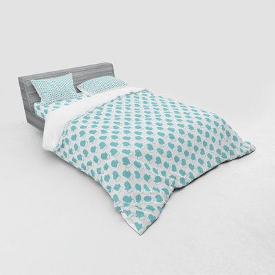 Ensemble de housse de couette en microfibre blanc / bleu