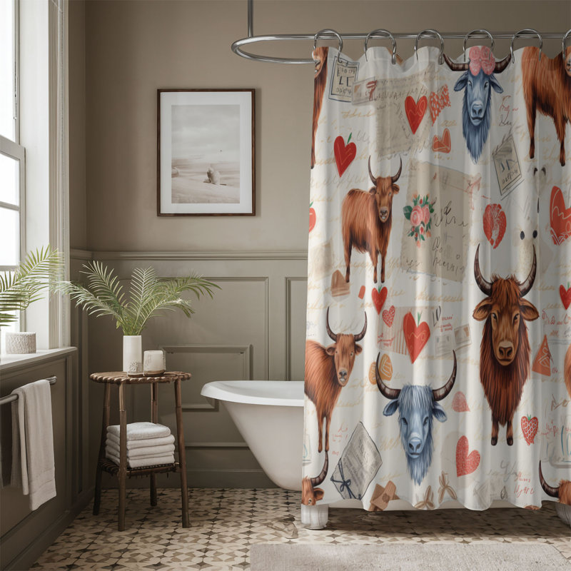 Rideau de douche Valentine Cow - Premium, H 74 po x l 71 po