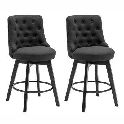 Swivel Upholstered 26'' Counter Stool Wood Leg