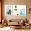 «Boho Contemporary Abstract Leaves Geometric Shapes», ensemble de 3 impressions sur toile-2073999894