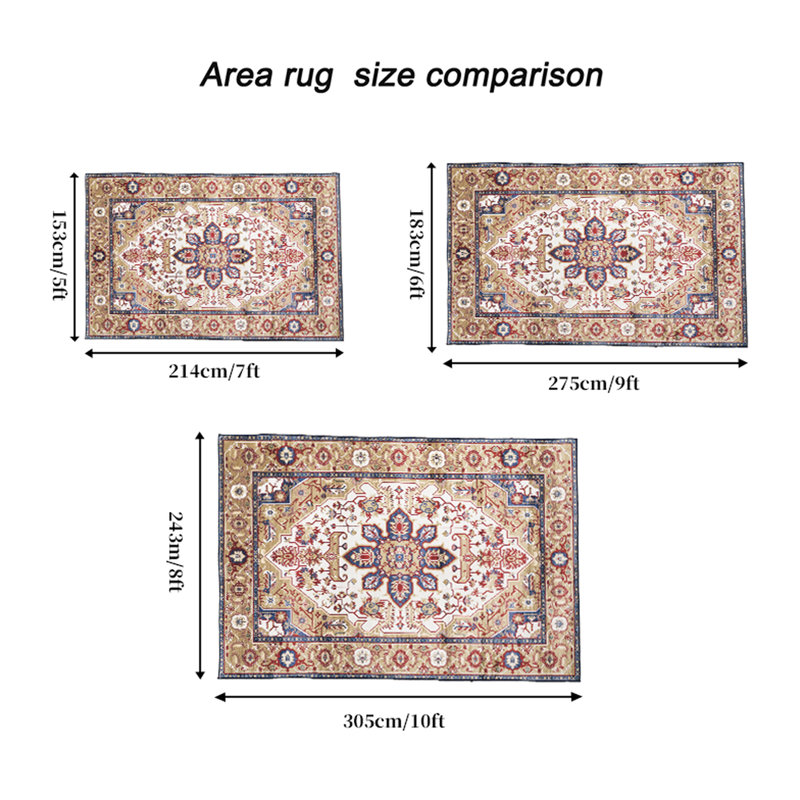 Area Rug 6x9 Vintage , Machine Washable, Non-slip, Blue/gold For Bedroom, Kitchen Washable 6x9, Living Room,