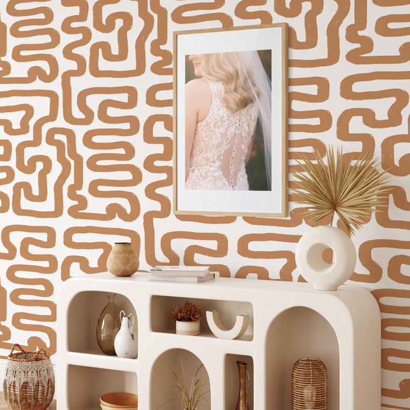 Brown and White Brushstroke Neutral Wallpaper