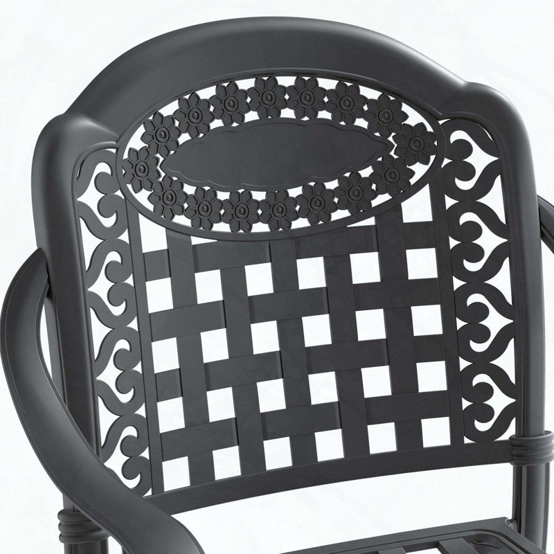 Cast Aluminum Stacking Patio Dining Chairs with Ergonomic Design, Set of 2, Blue