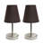 Amandev Simple Designs Sand Nickel Mini Basic Table Lamp with Tapered Fabric Shade-727904199