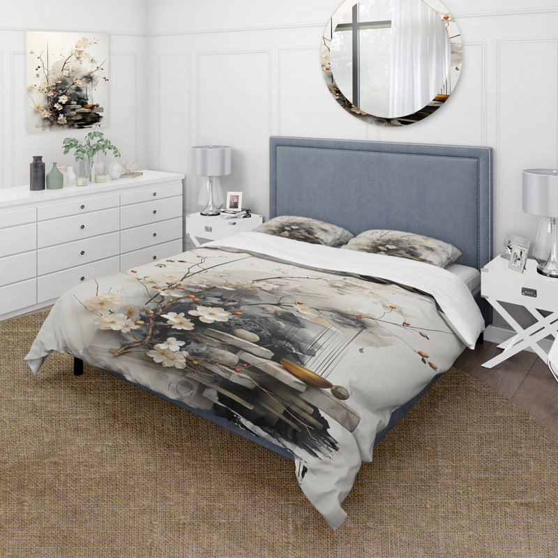 Asian Art Classics Sumi III - Ensemble de housse de couette Asian Art - Microfibre de polyester