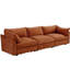 Chenille orange à 3 places, tiroirs coulissants pour un rangement facile dans le salon, enveloppé de coussins d'accoudoir avec rangement caché dans le siège, tissu usé, style nordique-2067606035