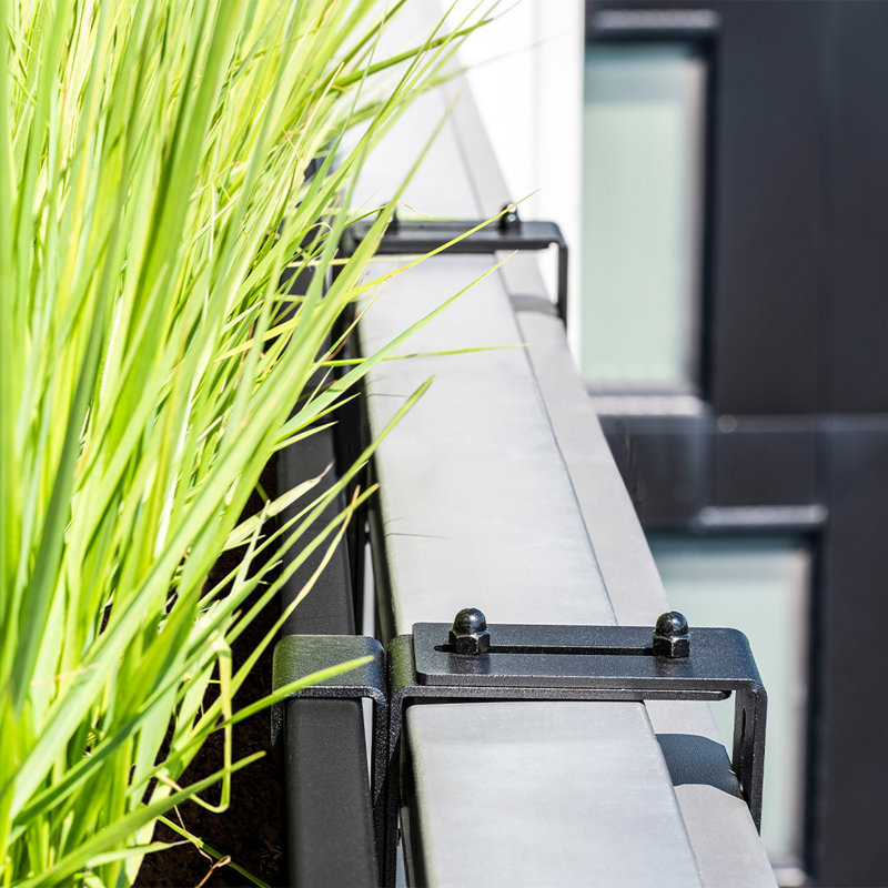 Block Series Railing Window Box Planter, Black