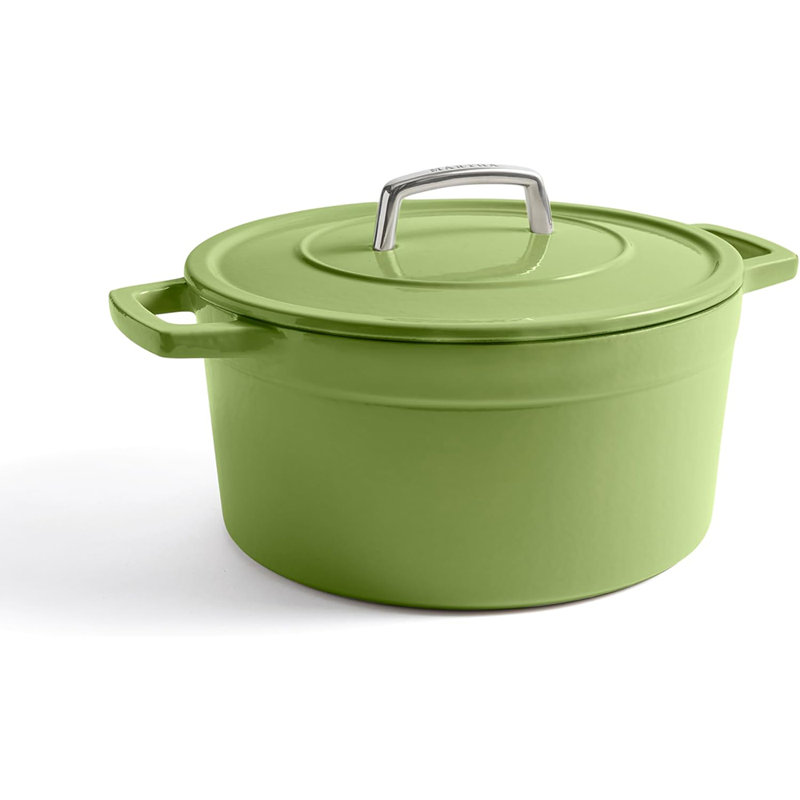 Four en fonte émaillée 7 pte Martha par Martha Stewart avec couvercle, Feuille de laurier