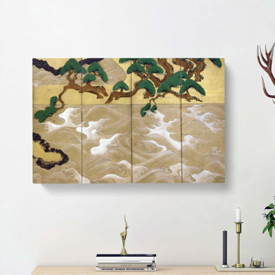 Waves At Matsushima by Tawaraya Sotatsu - Wrapped Canvas Print