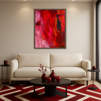 Bold Crimson Abstract 478 by Preston Harmon Framed Mounted Canvas Wall Art Print
