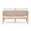 Ensemble de conversation d'extérieur en bois d'acacia 4 pièces Verona, bois naturel, coussin beige, corde brun clair