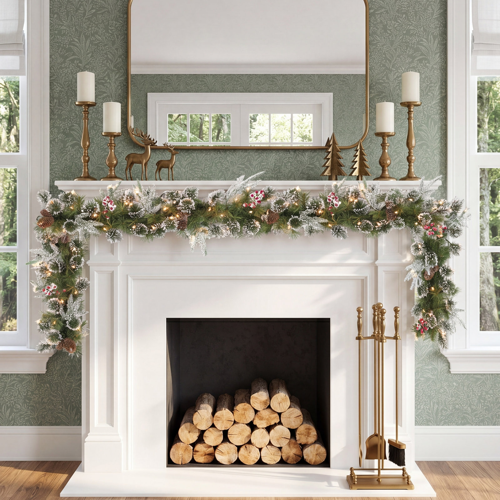 108'' in. Lighted Faux Pinecone Garland