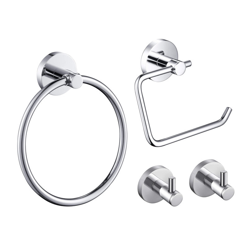 Circular 4 - Piece Bathroom Hardware Set, Chrome