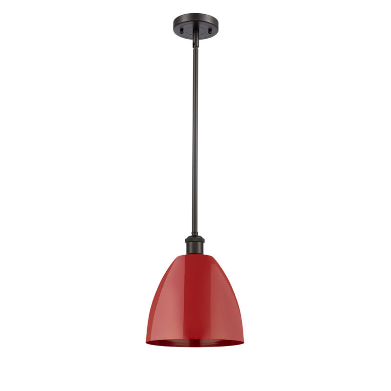 Allysha 1 - Light Single Pendant, Matte Black, Red, 10.88" H x 9" W x 9" D
