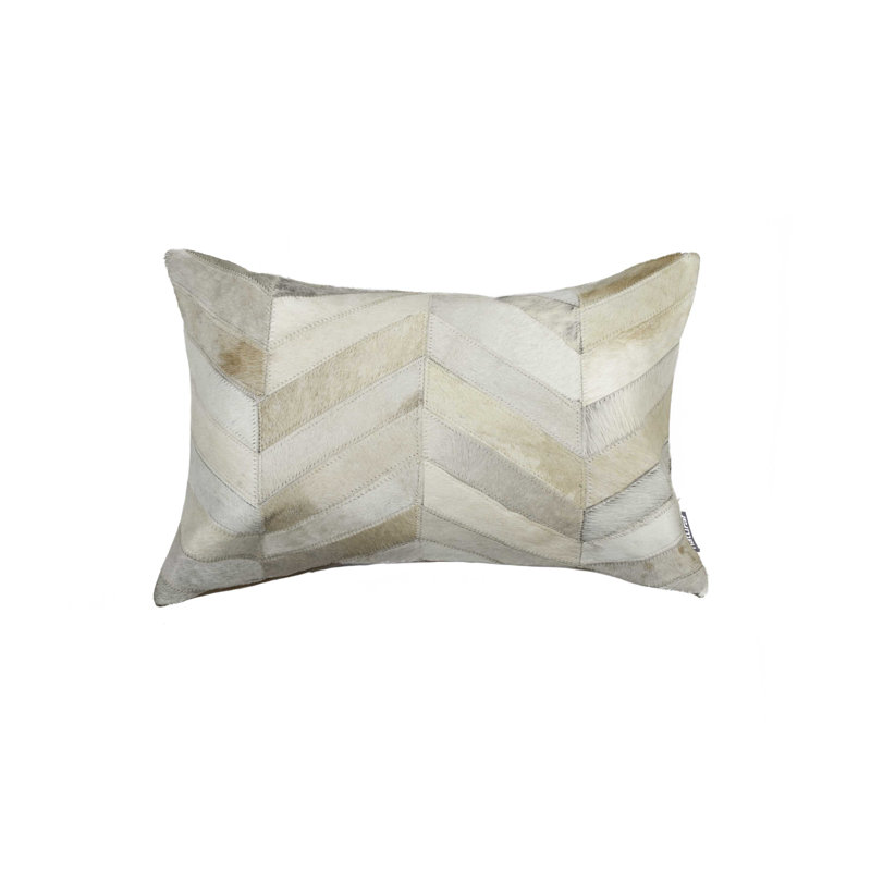 12" x 20" Chevron Cowhide Throw Pillow, Natural Shade Chevron