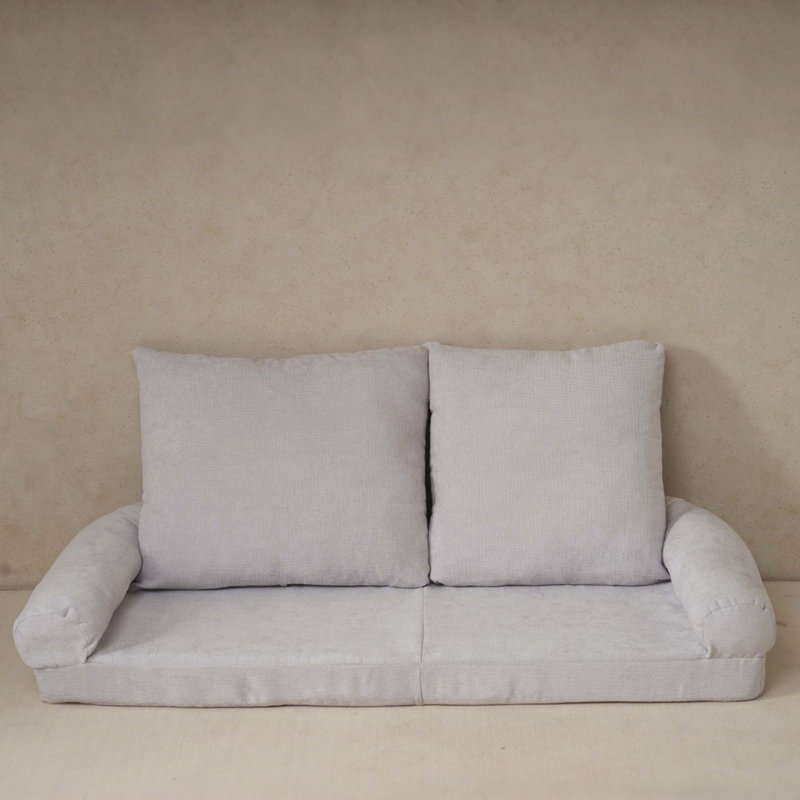 Convertible Fold-Out Single Sofa Bed, White Fabric