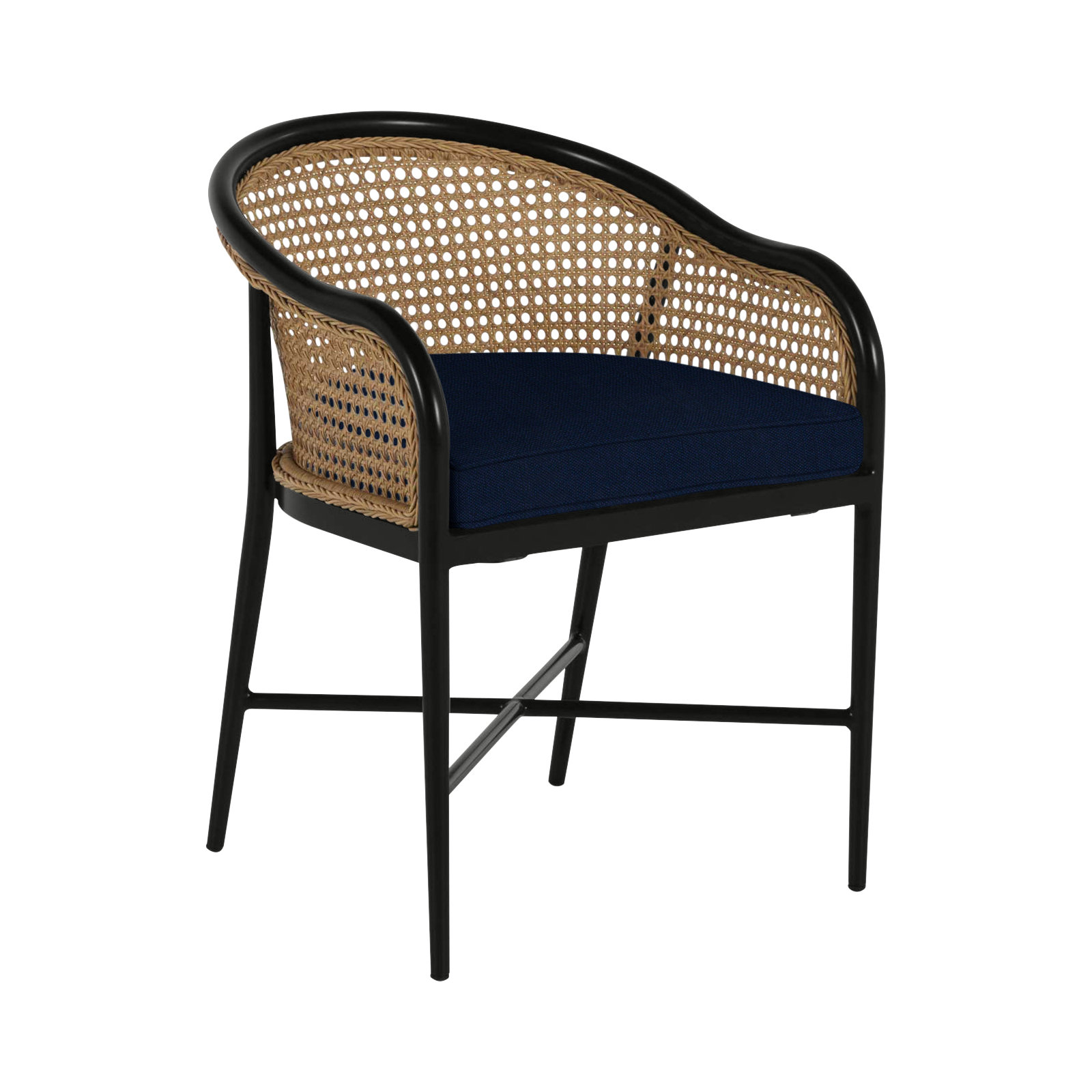 Havana Cane N-Dura Resin Wicker Outdoor Arm Chair, Welt, Chalk/Natural Cane, Perigold Linnaeus Spring