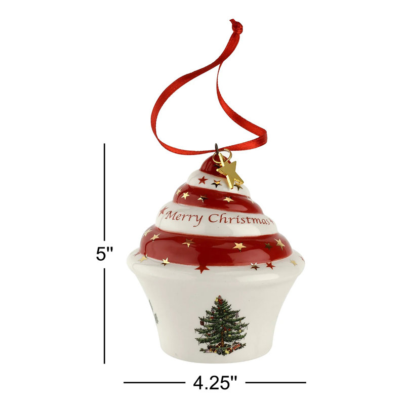 Spode Christmas Tree Cupcake Ornament 3"