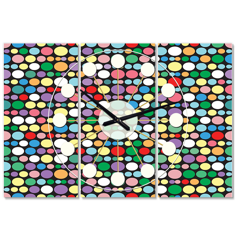 Très grande horloge murale rétro abstraite Mid-Century