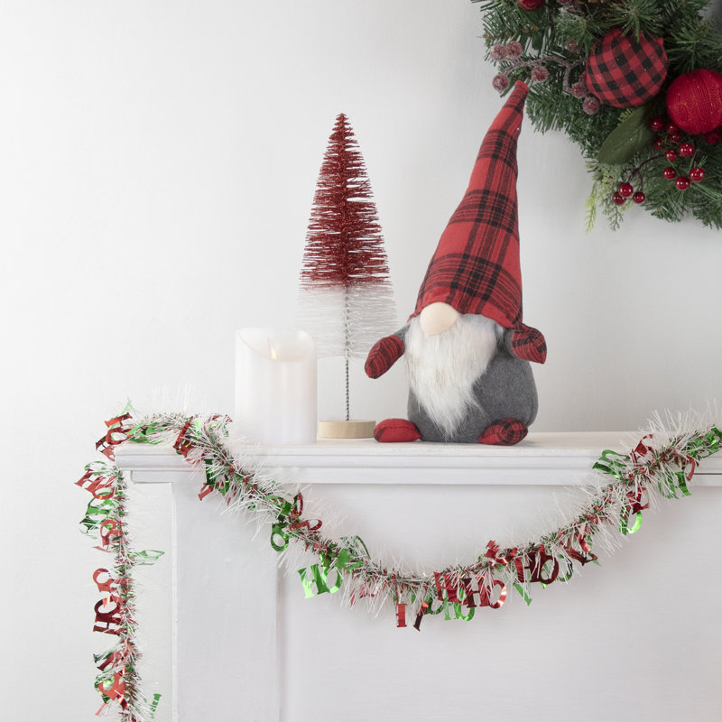 Guirlande 50 'x 2,5 "blanche rouge et verte HO HO HO Tinsel Tinsel - Unlit
