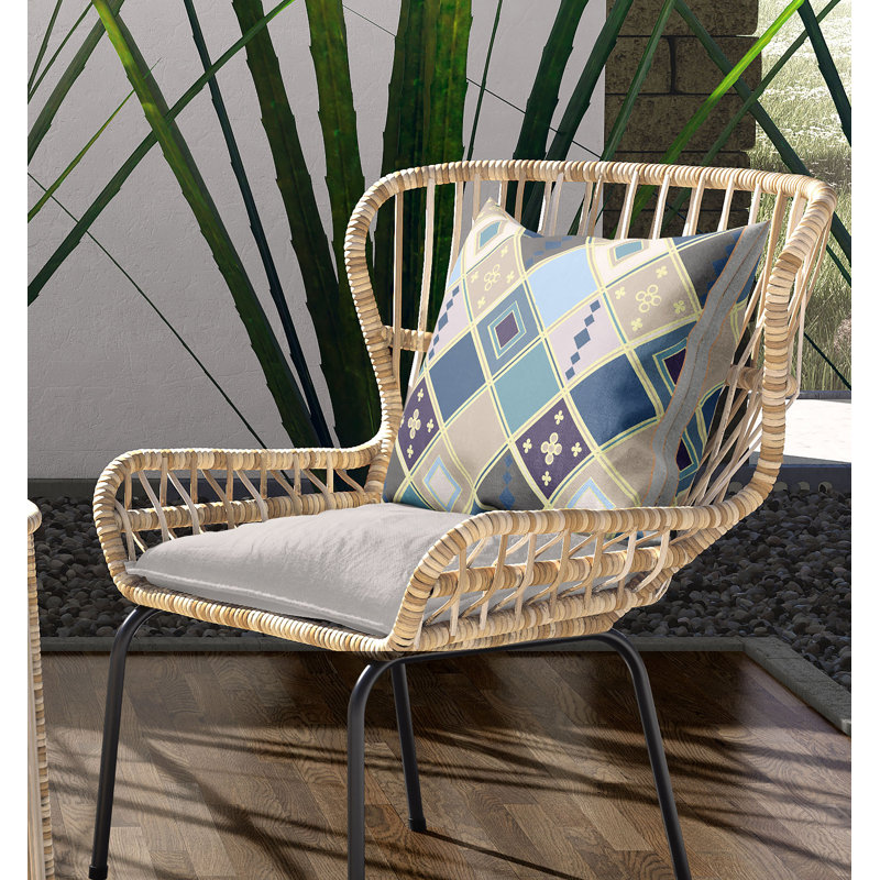  Housse et insert de coussin extérieur d'extérieur, 20 po x 20 po, Bleu/doré